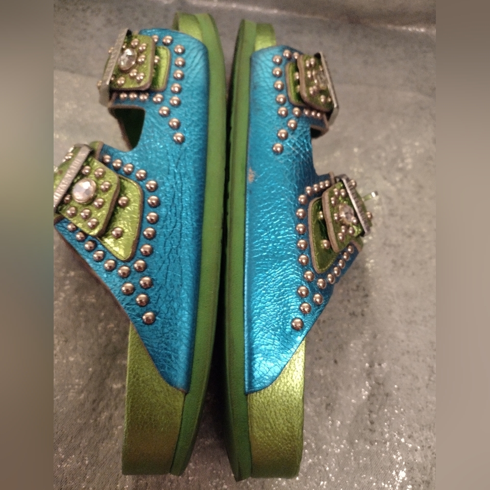 Birkenstock leather bejeweled Heidi Klum sandals RARE Vintage EU 41 US 10 - 10.5 - Picture 4 of 8